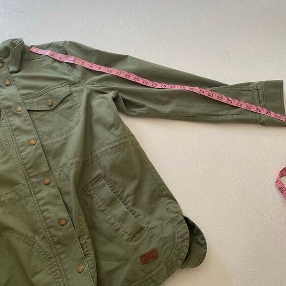 L.L.Bean Utility Jacket Women’s XL – Green Field Coat Snap Button Zip - Picture 13 of 14
